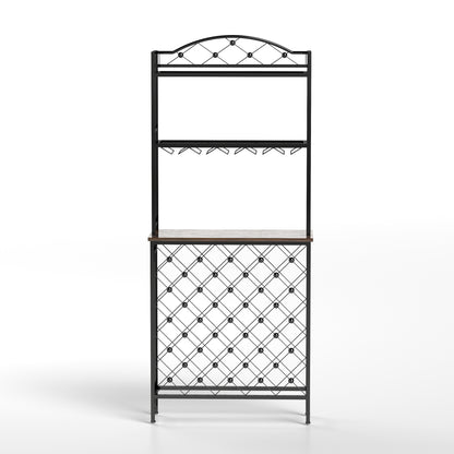 Industrial 3 Tier Wine Rack Table With Wood Shelves