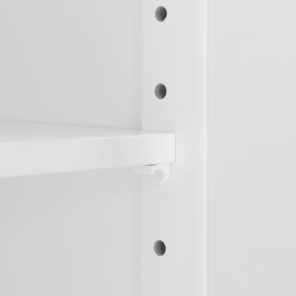 White MDF Bathroom Storage Cabinet with Adjustable Shelves, Two Doors, and Drawers