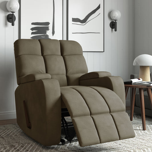 Manual-Handle Recliner Chair with Wood Frame and Microfiber Upholstery, 300 lb Capacity Sage Gray