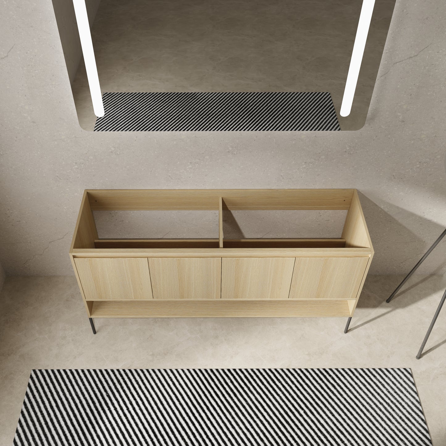 60-Inch Modern Freestanding Bathroom Vanity with 4 Soft-Close Doors - Sink Not Included