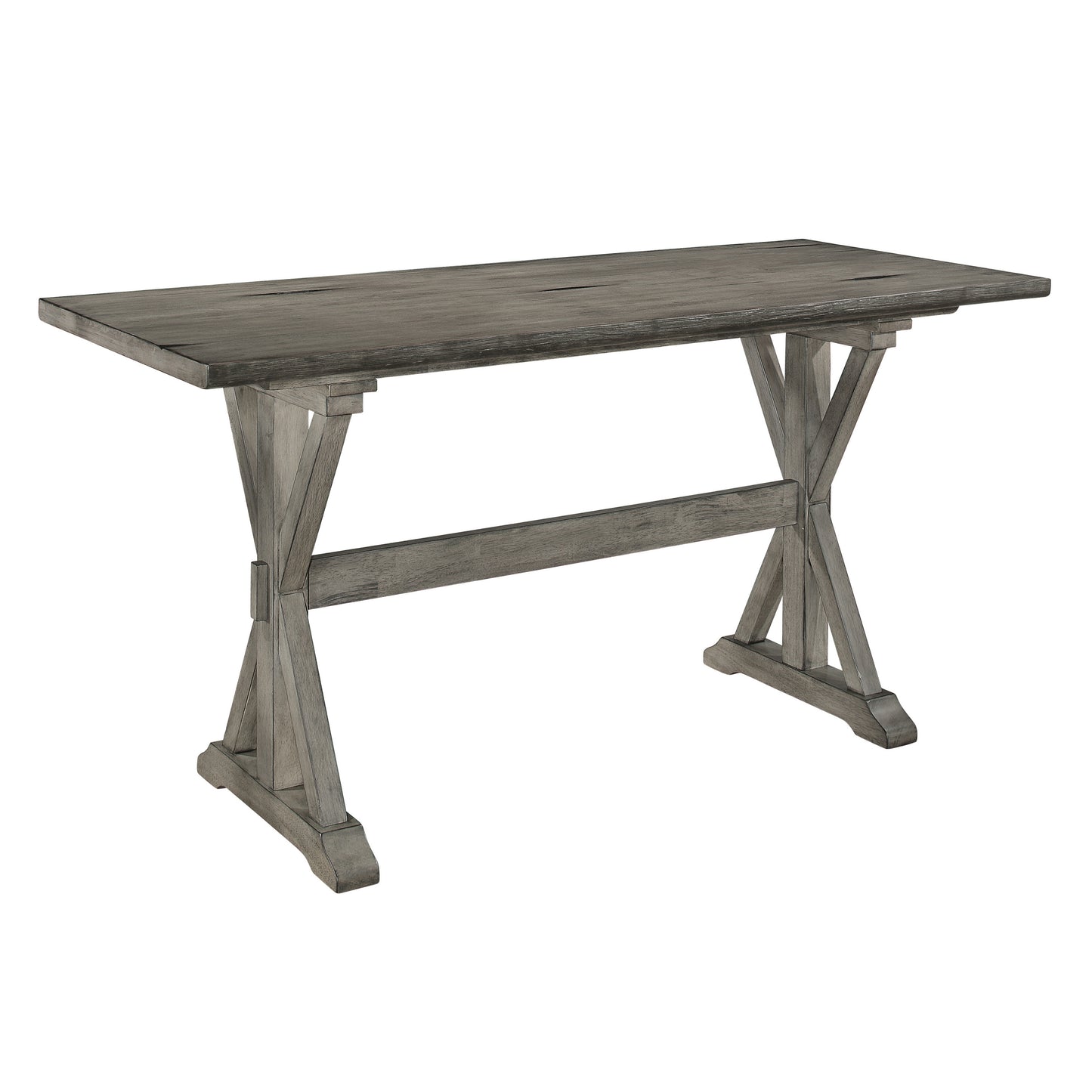 Counter Height Dining Table Rubberwood Rustic Gray Finish