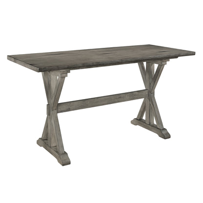 Counter Height Dining Table Rubberwood Rustic Gray Finish