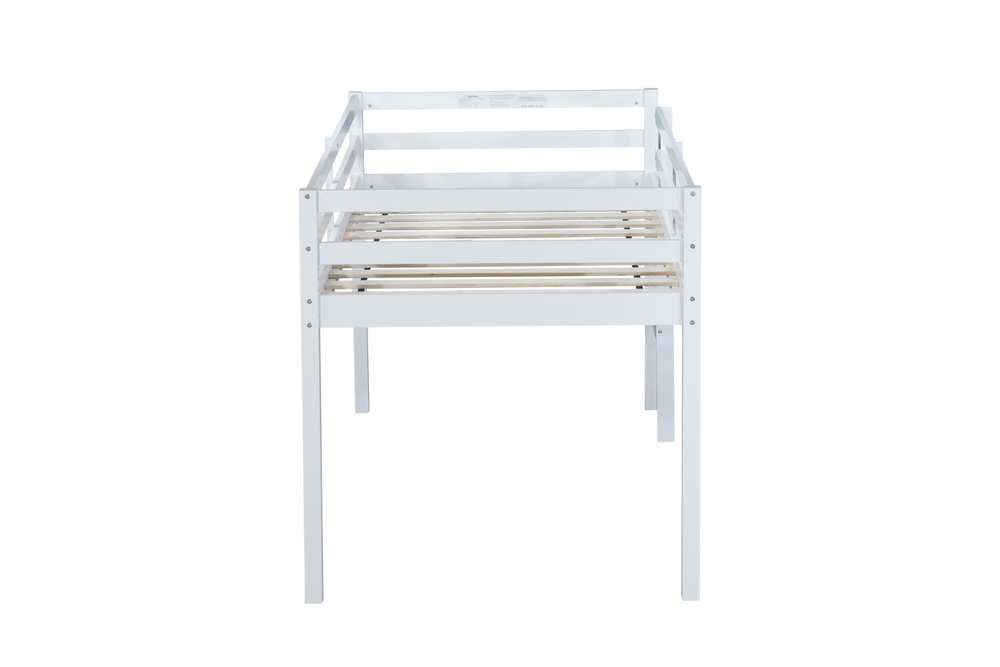 Contemporary Rubber Wood Twin Loft Bed with Ladder and Spacious Storage, White Finish