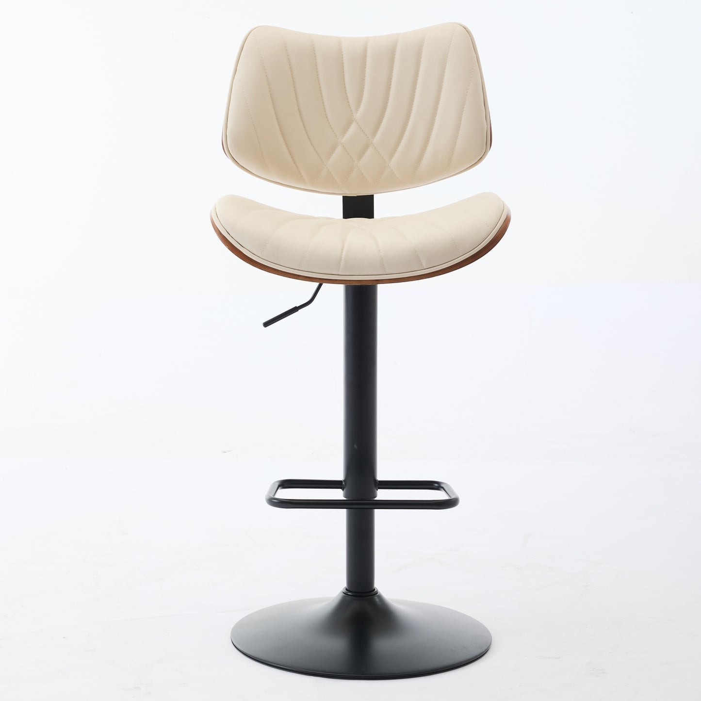 Walnut Bentwood Bar Stool Mid Century 360 Swivel Beige