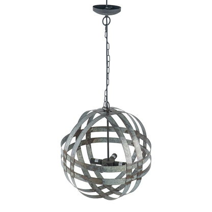 4-Light Spherical Galvanized Metal Chandelier with Adjustable Chain for Kitchen & Dining - Antique Silver