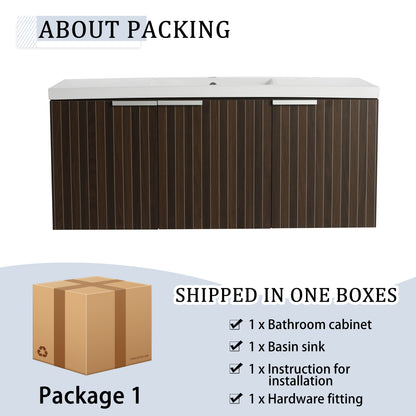 Modern 48-Inch Wall-Mounted Bathroom Vanity with Soft-Close Doors and Resin Sink