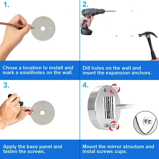 Dual-Sided 8-Inch LED Magnifying Vanity Mirror with 12-Inch Chrome Extension and 360-Degree Rotation