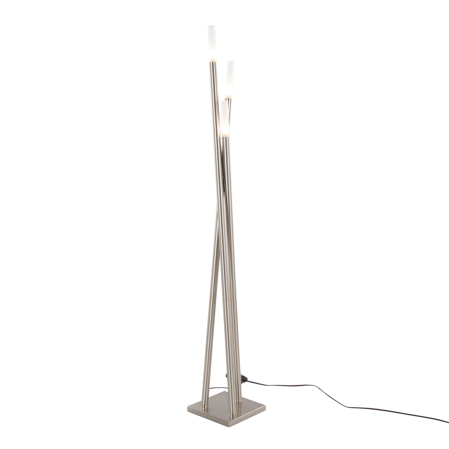 Contemporary Icicle Floor Lamp with Glass Sconces, 67-Inch Tall, G9 40W Bulbs Included, Brushed Nickel