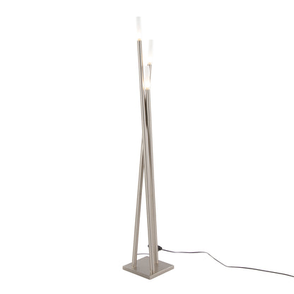 Contemporary Icicle Floor Lamp with Glass Sconces, 67-Inch Tall, G9 40W Bulbs Included, Brushed Nickel