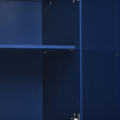 Versatile Rolling Kitchen Cart with Drop Leaf - Sturdy Solid Wood Top, Locking Wheels & Ample Storage (Dark Blue)