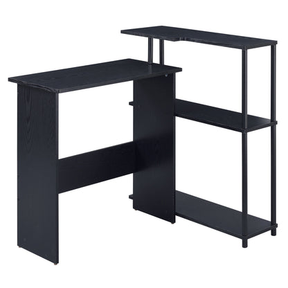 Modern Black Writing Desk with Integrated Bookshelf