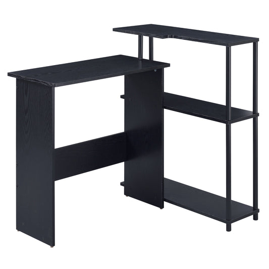 Modern Black Writing Desk with Integrated Bookshelf