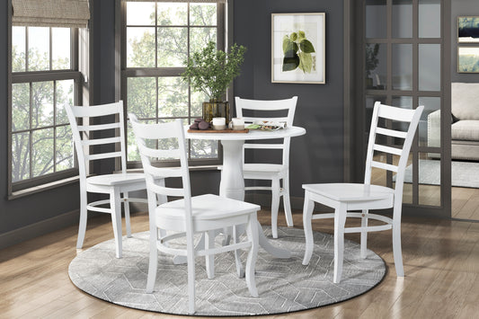Dining Table 4 Ladder Back Chairs 5 Piece White Finish