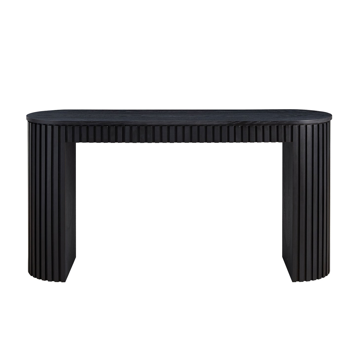 59.05-Inch Modern MDF Console Table with Drawer, Curved Vertical Stripe Design, Entryway/Hallway, Black