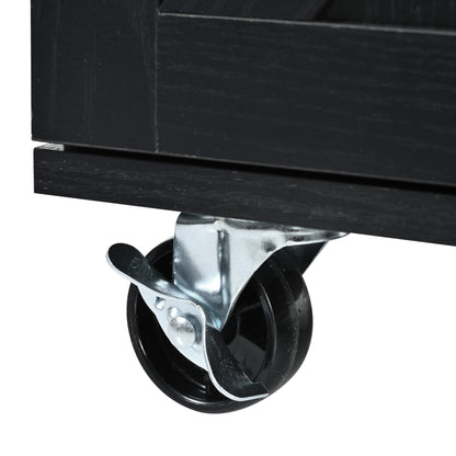 54.5" Rustic Farmhouse Kitchen Island with Power Outlet, Internal Storage, Drop Leaf, and Rolling Wheels for Home and Dining Room - Black