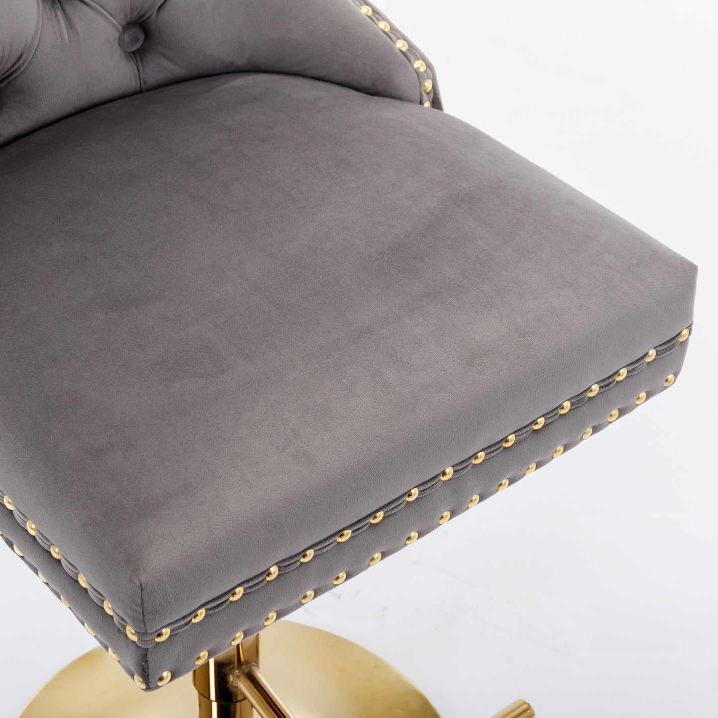 A&A Furniture Velvet Bar Stools Set Of 2 Adjustable Gray