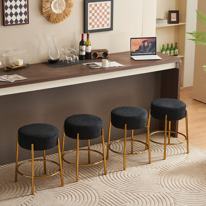 24 Inch Tall Round Bar Stools Set Of 2 Upholstered Black