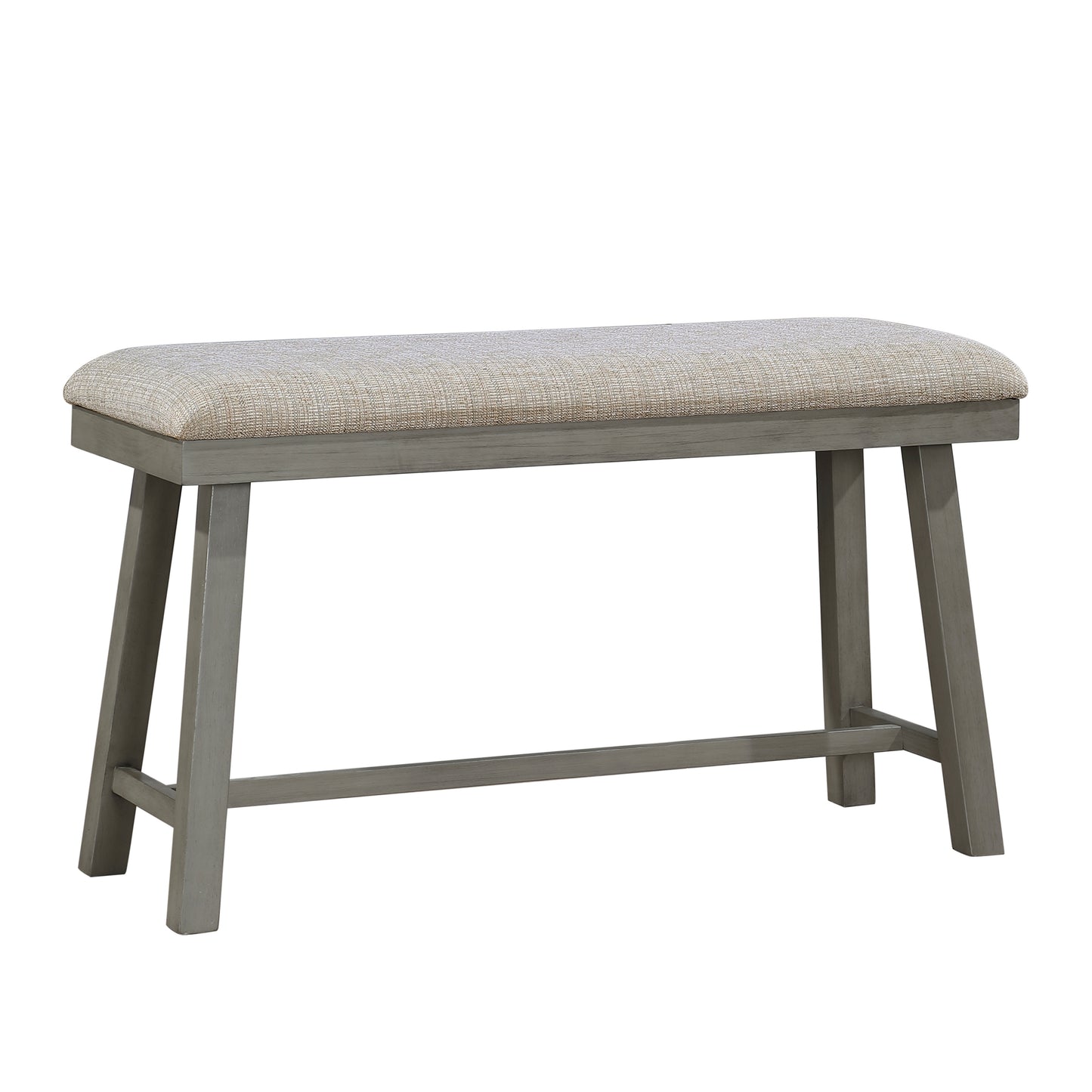 Counter Height Bench with Foam Cushioned Seat, Industrial Wood Frame, 41.5x16x24.5 in, Dining, Light Gray