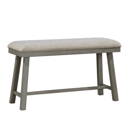 Counter Height Bench with Foam Cushioned Seat, Industrial Wood Frame, 41.5x16x24.5 in, Dining, Light Gray