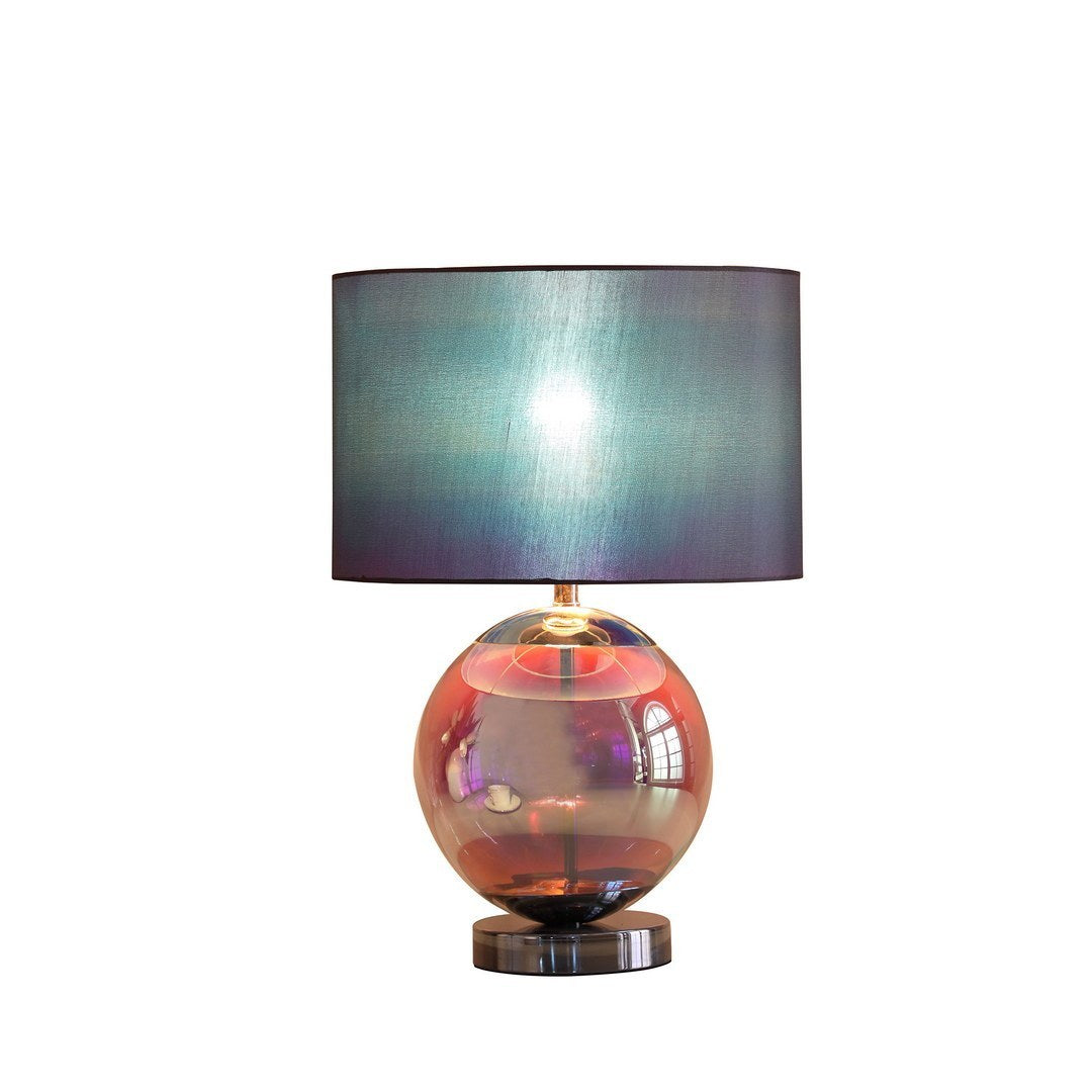 18.75-Inch Table Lamp with Iridescent Glass Orb, 60W E26, Inline Switch, UL Listed, Chrome Silver