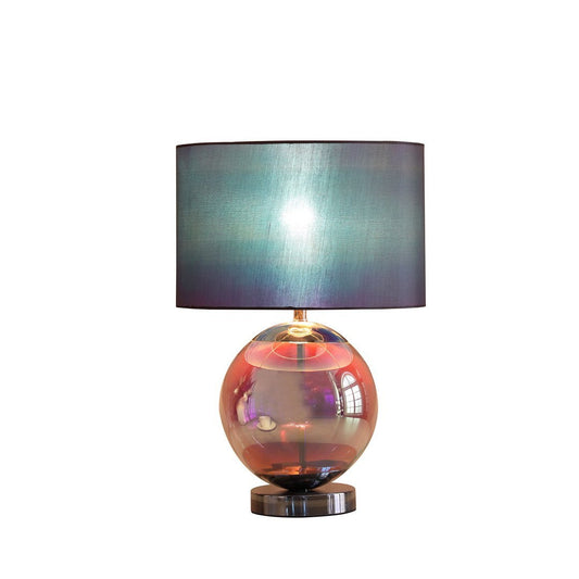 18.75-Inch Table Lamp with Iridescent Glass Orb, 60W E26, Inline Switch, UL Listed, Chrome Silver