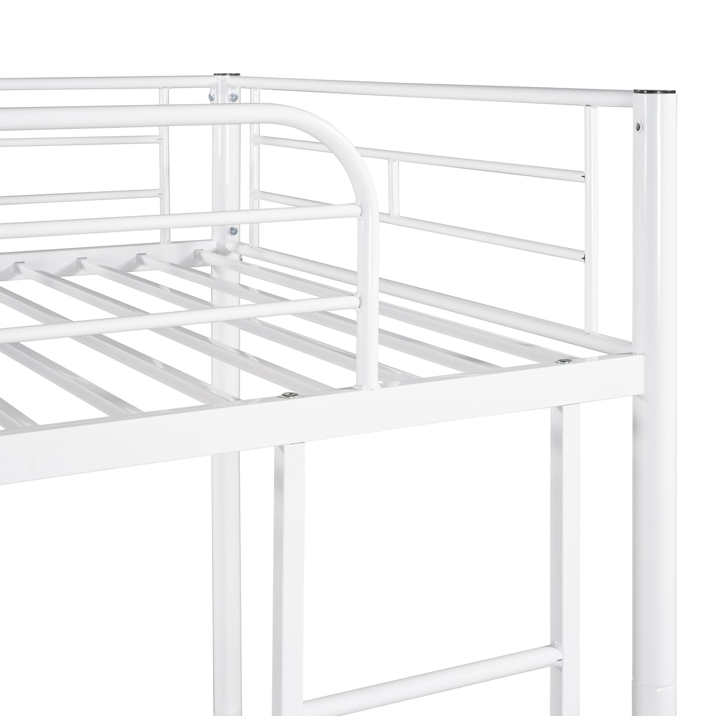 Stylish White Twin Over Twin Metal Bunk Bed for Space-Saving Solutions