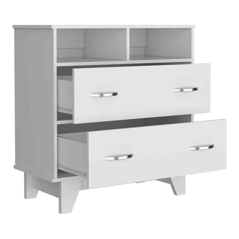 Double Drawer Nightstand Arabi, Bedroom, White
