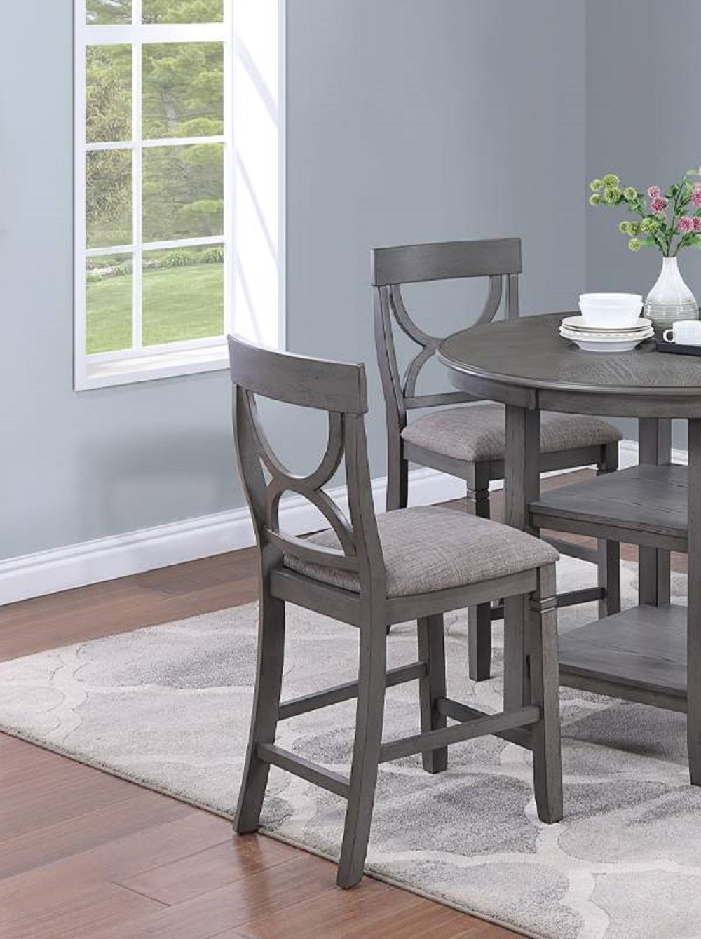 Counter Height Dining Table Set With Storage 4 Chairs Gray
