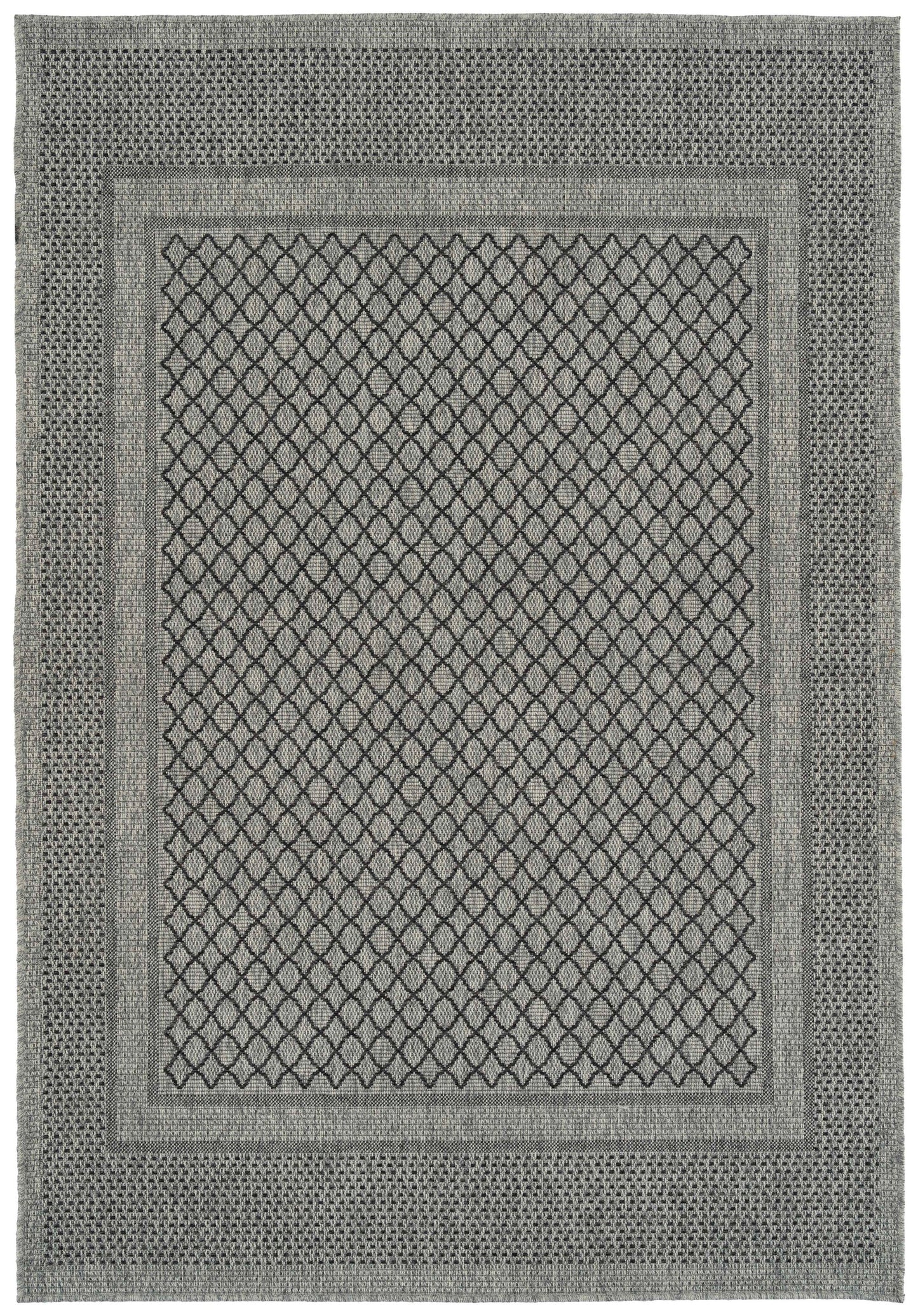 2' x 3' Throw Rug with Textured High-Low Cut & Loop, Polypropylene, Modern Geometric Southwestern, Charcoal