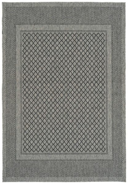 7'10" x 10' Indoor/Outdoor Area Rug, Polypropylene, High-Low Textured Geometric Southwestern Modern, UV-Stable Charcoal
