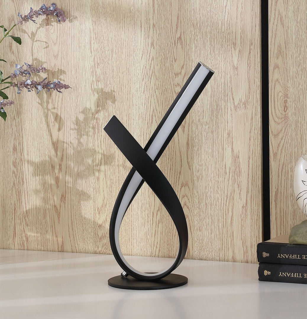 17-Inch Abstract Upright Ribbon Bow LED Table Lamp with 10W LED, Metal, Inline Switch, UL Listed Black