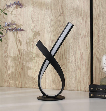 17-Inch Abstract Upright Ribbon Bow LED Table Lamp with 10W LED, Metal, Inline Switch, UL Listed Black