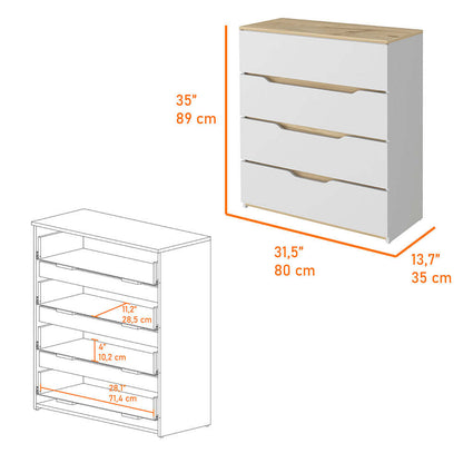 Modern California 4-Drawer Dresser with Stylish Top Surface