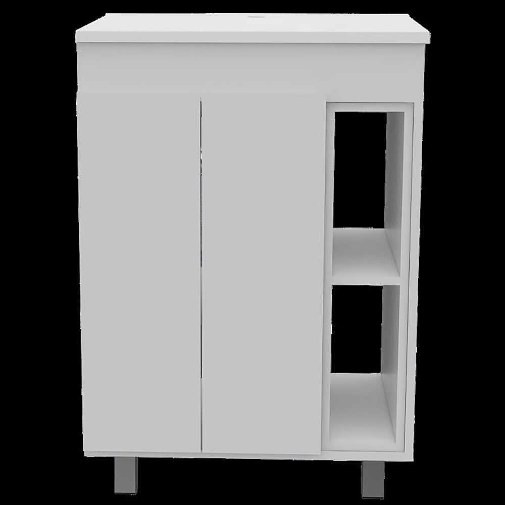Elegant White 2-Piece Bathroom Vanity and Medicine Cabinet Set