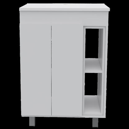 Elegant White 2-Piece Bathroom Vanity and Medicine Cabinet Set