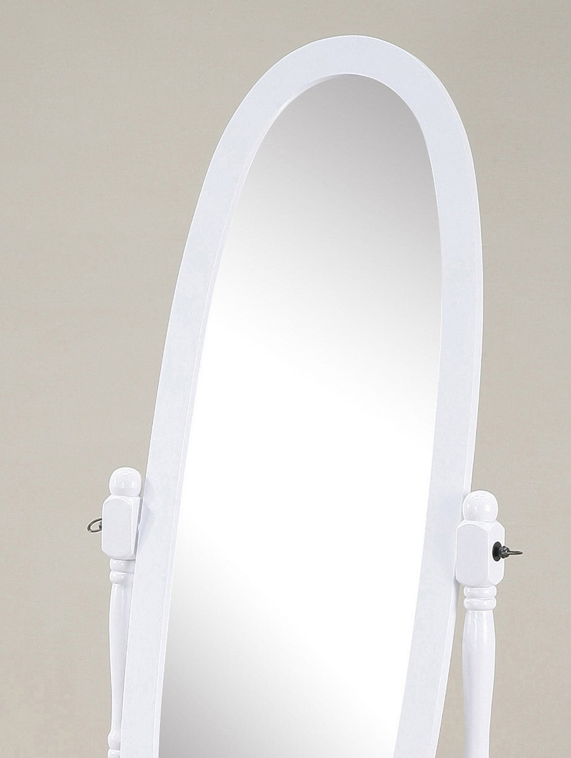 Elegant White Wood Cheval Mirror in Traditional Queen Anna Design