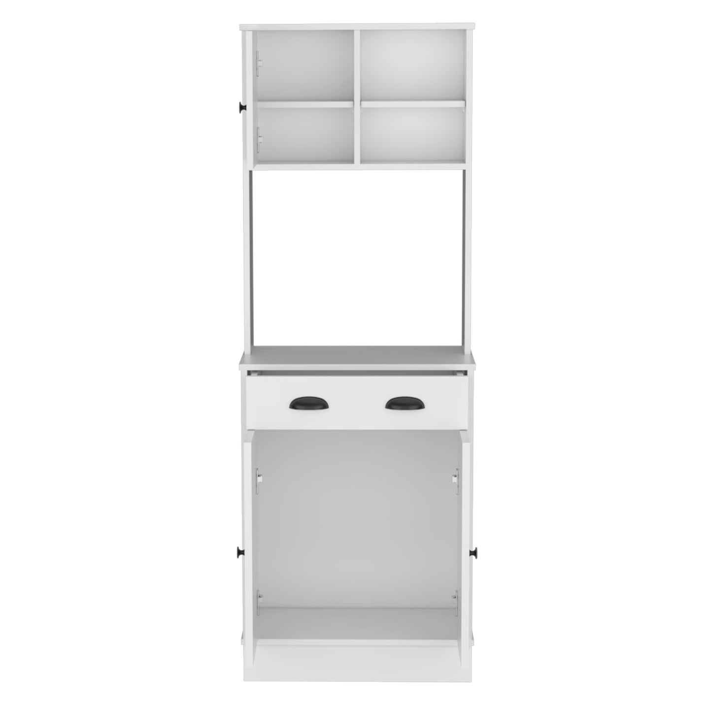Modern White Pantry Cabinet with Drawer and 3 Doors for Kitchen Storage
