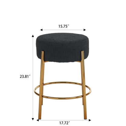 24 Inch Tall Round Bar Stools Set Of 2 Upholstered Black