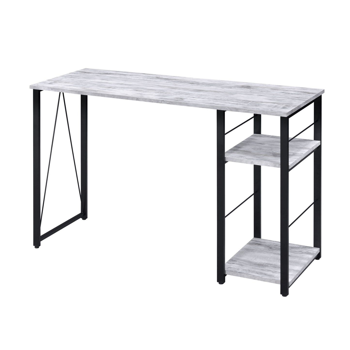 Industrial-Style Antique White and Black 2-Tier Writing Desk