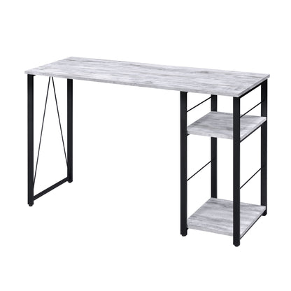 Industrial-Style Antique White and Black 2-Tier Writing Desk