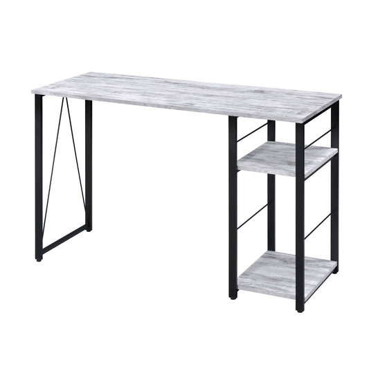 Industrial-Style Antique White and Black 2-Tier Writing Desk