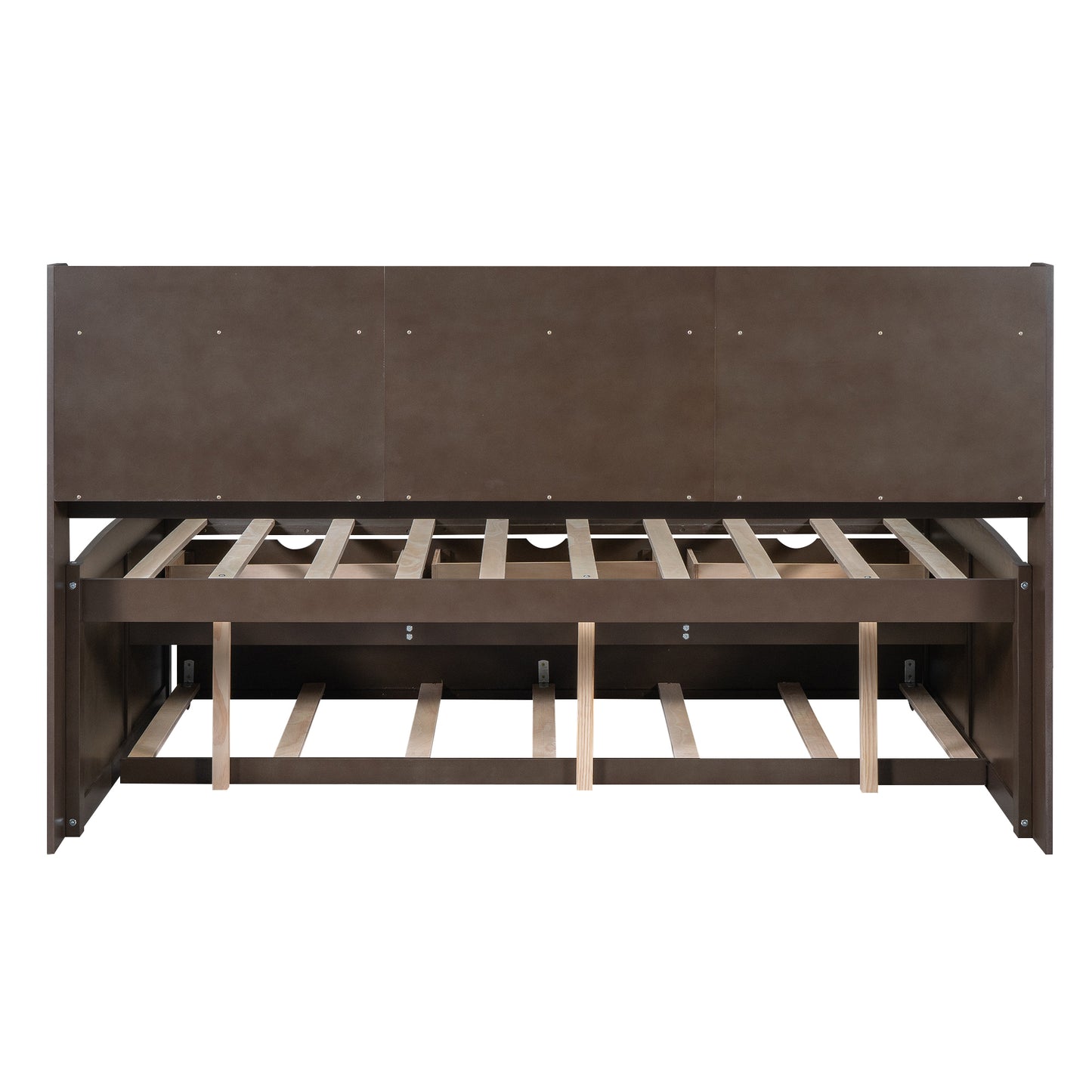 Antique Grey Full Size Wooden Captain Bed with Shelves, Drawers, and Trundle