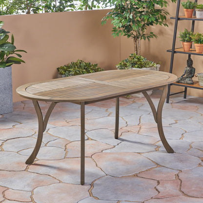 Acacia Wood Outdoor Dining Table 70 Inch Grey Finish