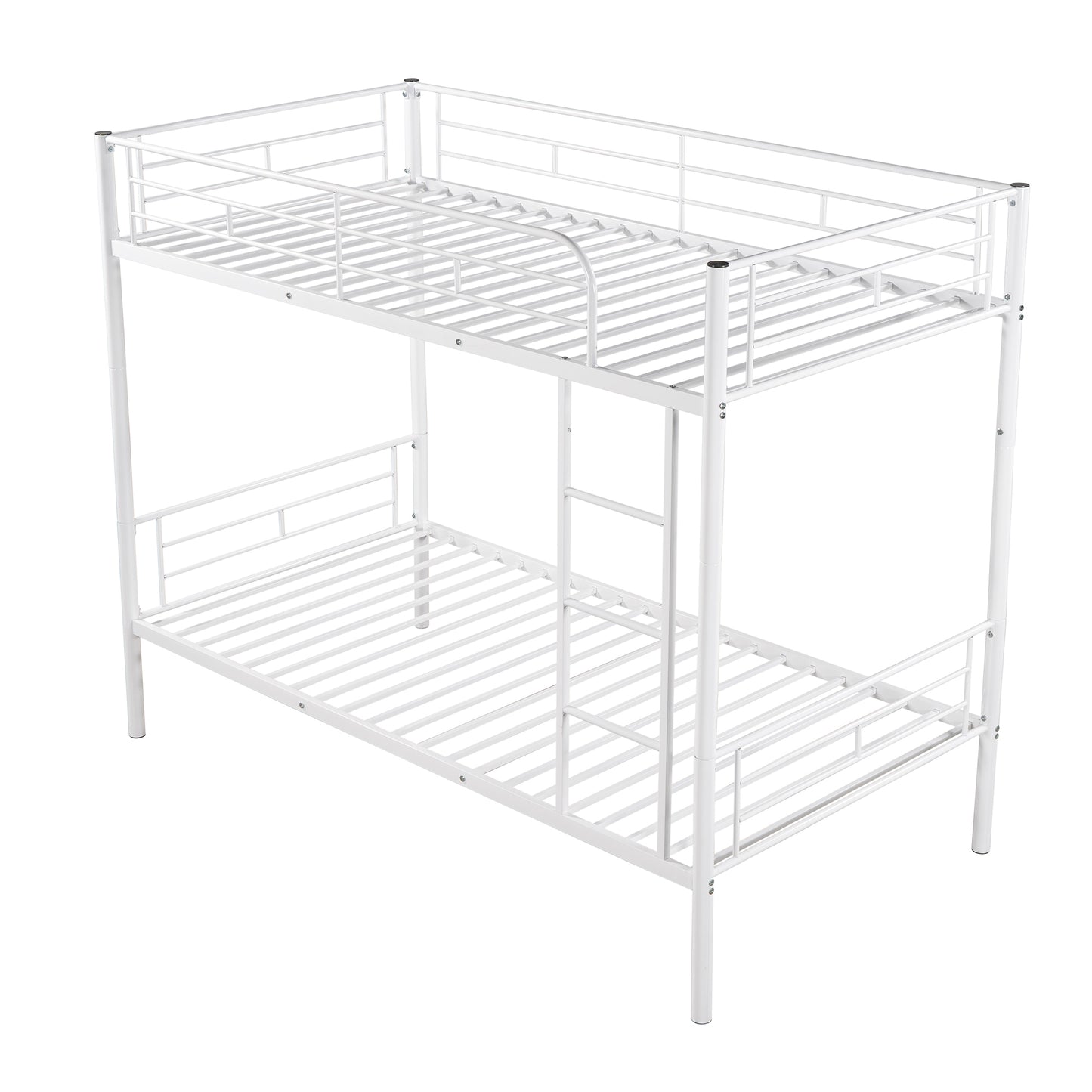 Stylish White Twin Over Twin Metal Bunk Bed for Space-Saving Solutions