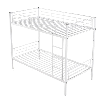 Stylish White Twin Over Twin Metal Bunk Bed for Space-Saving Solutions