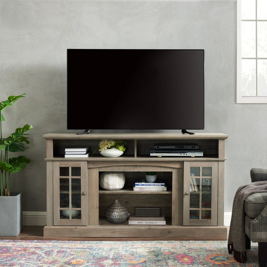 TV Stand for 65-Inch TV with Open & Closed Storage, Cable Management, MDF + PB, Modern Classic Gray Wash