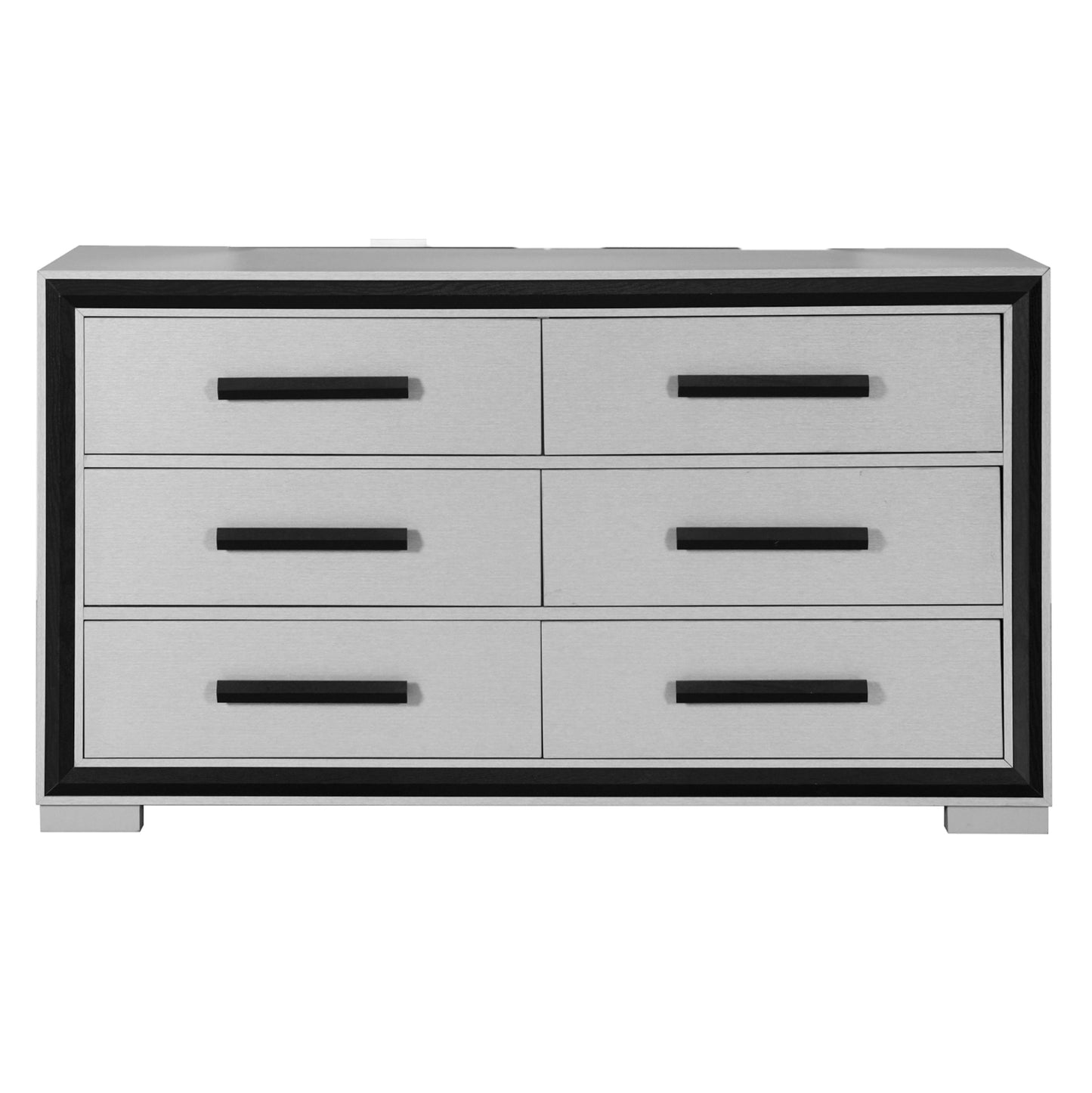 Sleek Black and Grey Solid Wood Dresser