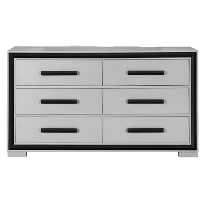 Sleek Black and Grey Solid Wood Dresser