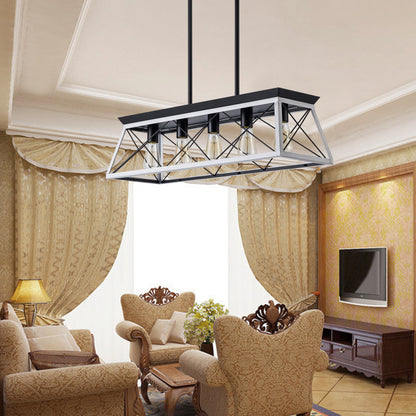 5-Light Farmhouse Pendant Chandelier for Dining Room & Island, Iron & Wood, E26, No Bulbs Included, White