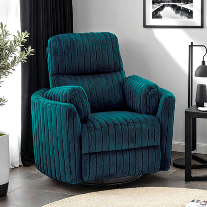 Power Recliner with Glider and 360-Degree Swivel, Curved-Arm Chair for Living Room - Dark Teal